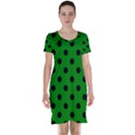Polka Dots - Black on Green Short Sleeve Nightdress