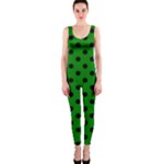 Polka Dots - Black on Green OnePiece Catsuit