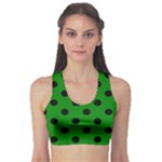 Polka Dots - Black on Green Women s Sports Bra