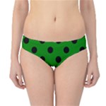Polka Dots - Black on Green Hipster Bikini Bottoms
