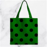 Polka Dots - Black on Green Zipper Grocery Tote Bag