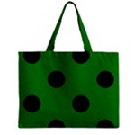 Polka Dots - Black on Green Zipper Mini Tote Bag
