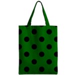 Polka Dots - Black on Green Zipper Classic Tote Bag
