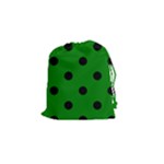 Polka Dots - Black on Green Drawstring Pouch (S)