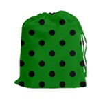 Polka Dots - Black on Green Drawstring Pouch (XXl)