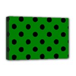 Polka Dots - Black on Green Deluxe Canvas 18  x 12  (Stretched)