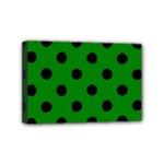 Polka Dots - Black on Green Mini Canvas 6  x 4  (Stretched)