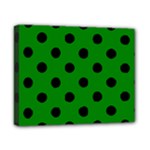 Polka Dots - Black on Green Canvas 10  x 8  (Stretched)