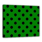 Polka Dots - Black on Green Canvas 24  x 20  (Stretched)