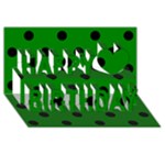 Polka Dots - Black on Green Happy Birthday 3D Greeting Card (8x4)