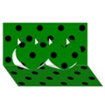 Polka Dots - Black on Green Twin Hearts 3D Greeting Card (8x4)