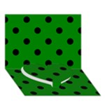 Polka Dots - Black on Green Heart Bottom 3D Greeting Card (7x5)