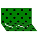 Polka Dots - Black on Green Twin Heart Bottom 3D Greeting Card (8x4)