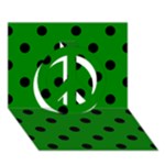 Polka Dots - Black on Green Peace Sign 3D Greeting Card (7x5)
