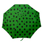 Polka Dots - Black on Green Folding Umbrella