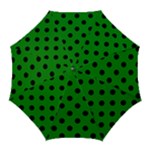Polka Dots - Black on Green Golf Umbrella