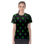 Polka Dots - Green on Black Women s Sport Mesh Tee