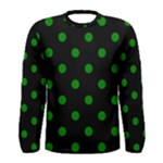 Polka Dots - Green on Black Men s Long Sleeve T-shirt
