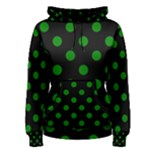 Polka Dots - Green on Black Women s Pullover Hoodie