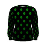 Polka Dots - Green on Black Women s Sweatshirt