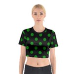 Polka Dots - Green on Black Cotton Crop Top