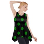 Polka Dots - Green on Black Side Drop Tank Tunic