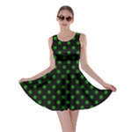 Polka Dots - Green on Black Skater Dress