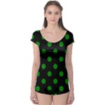 Polka Dots - Green on Black Boyleg Leotard (Ladies)
