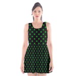 Polka Dots - Green on Black Scoop Neck Skater Dress