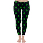 Polka Dots - Green on Black Winter Leggings