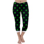 Polka Dots - Green on Black Capri Winter Leggings