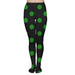 Polka Dots - Green on Black Women s Tights
