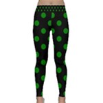 Polka Dots - Green on Black Yoga Leggings