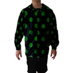 Polka Dots - Green on Black Hooded Wind Breaker (Kids)