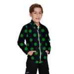 Polka Dots - Green on Black Wind Breaker (Kids)