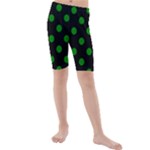 Polka Dots - Green on Black Kid s Mid Length Swim Shorts