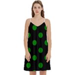 Polka Dots - Green on Black Women s Reversible Sports Bra with Border