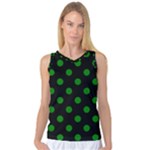 Polka Dots - Green on Black Women s Basketball Tank Top