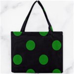 Polka Dots - Green on Black Mini Tote Bag