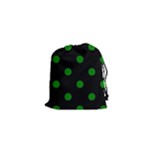 Polka Dots - Green on Black Drawstring Pouch (XS)