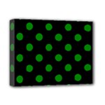 Polka Dots - Green on Black Deluxe Canvas 14  x 11  (Stretched)
