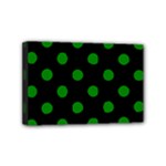 Polka Dots - Green on Black Mini Canvas 6  x 4  (Stretched)