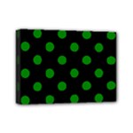 Polka Dots - Green on Black Mini Canvas 7  x 5  (Stretched)