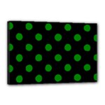 Polka Dots - Green on Black Canvas 18  x 12  (Stretched)