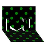 Polka Dots - Green on Black I Love You 3D Greeting Card (7x5)