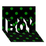 Polka Dots - Green on Black BOY 3D Greeting Card (7x5)