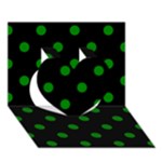Polka Dots - Green on Black Heart 3D Greeting Card (7x5)