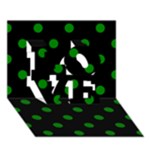 Polka Dots - Green on Black LOVE 3D Greeting Card (7x5)