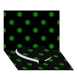 Polka Dots - Green on Black Heart Bottom 3D Greeting Card (7x5)