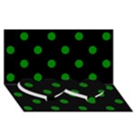 Polka Dots - Green on Black Twin Heart Bottom 3D Greeting Card (8x4)